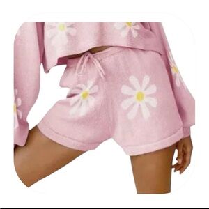 Ekouar L pink floral pull on knit lounge shorts
